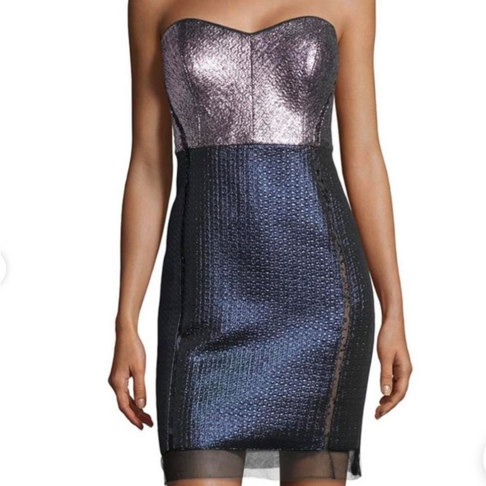 Metallic strapless cocktail dress